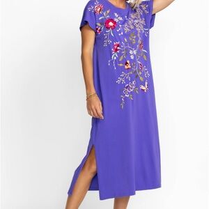Johnny Was Osaka Purple Floral Midi Dress